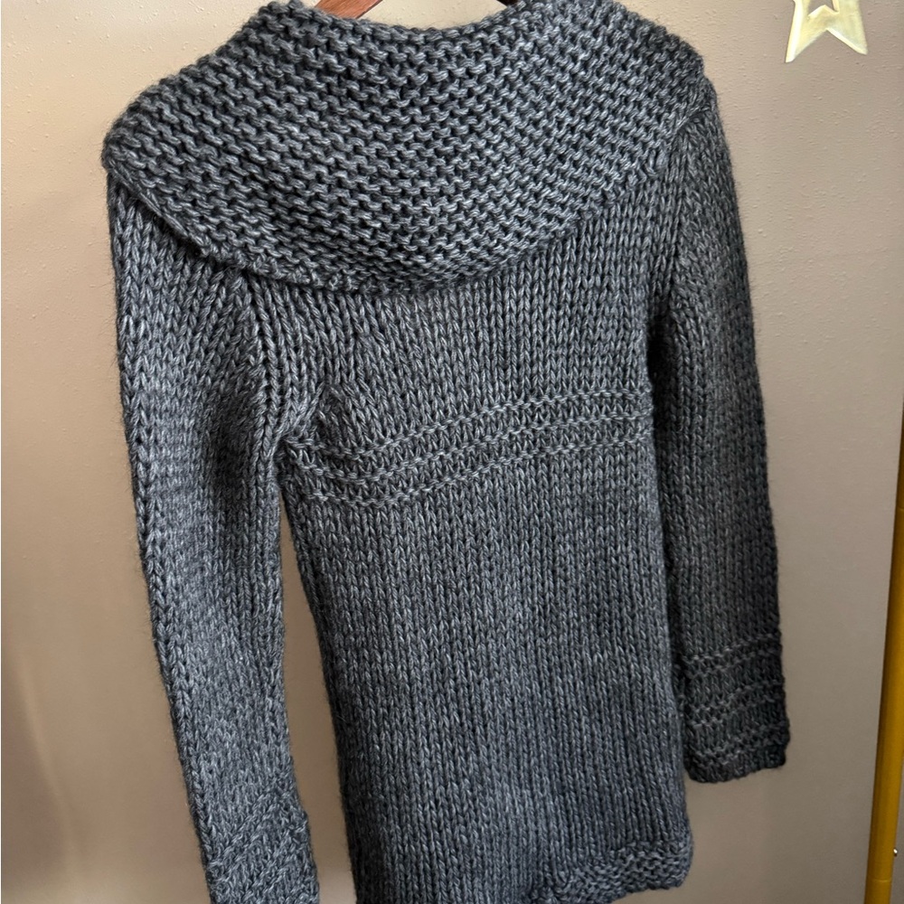 Berretti Italy Alpaca Wool Chunky Knit Cardigan Shawl Collar Gray S - Picture 7 of 12